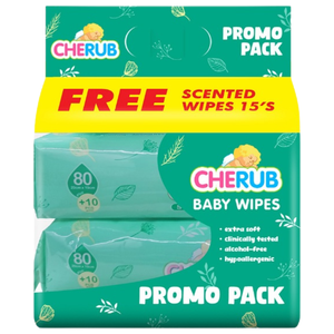Cherub Baby Scented Wipes 80 Sheet + 10pcs by 2 | 15pcs