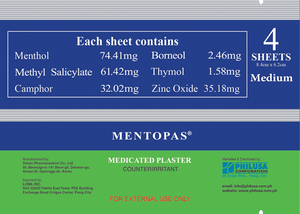Mentopas Medicated Plaster Medium | 4pcs