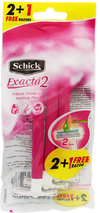 Schick Razor Exacta 2 With Aloe Vera for Women | 2pcs+1