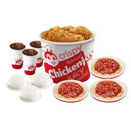 6 - pc. Chickenjoy w/ Rice, Jolly Spaghetti &amp; Drinks