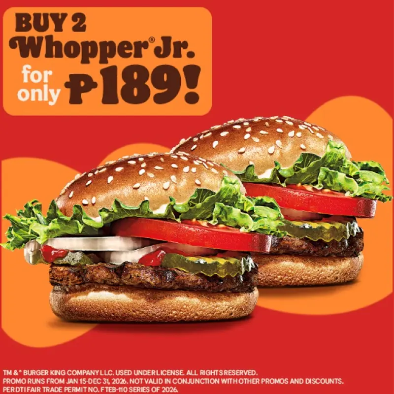 2 Whopper Jr For P189