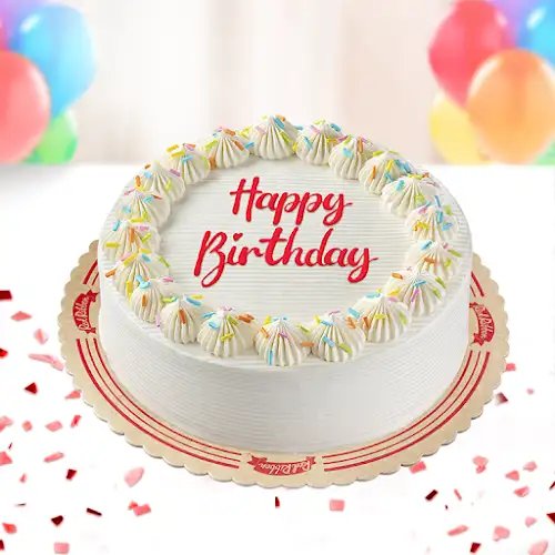 Round Vanilla Sprinkles Dedication Cake